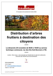 JOURNÉE DE L'ARBRE : Distribution d'arbres fruitiers à destination des citoyens